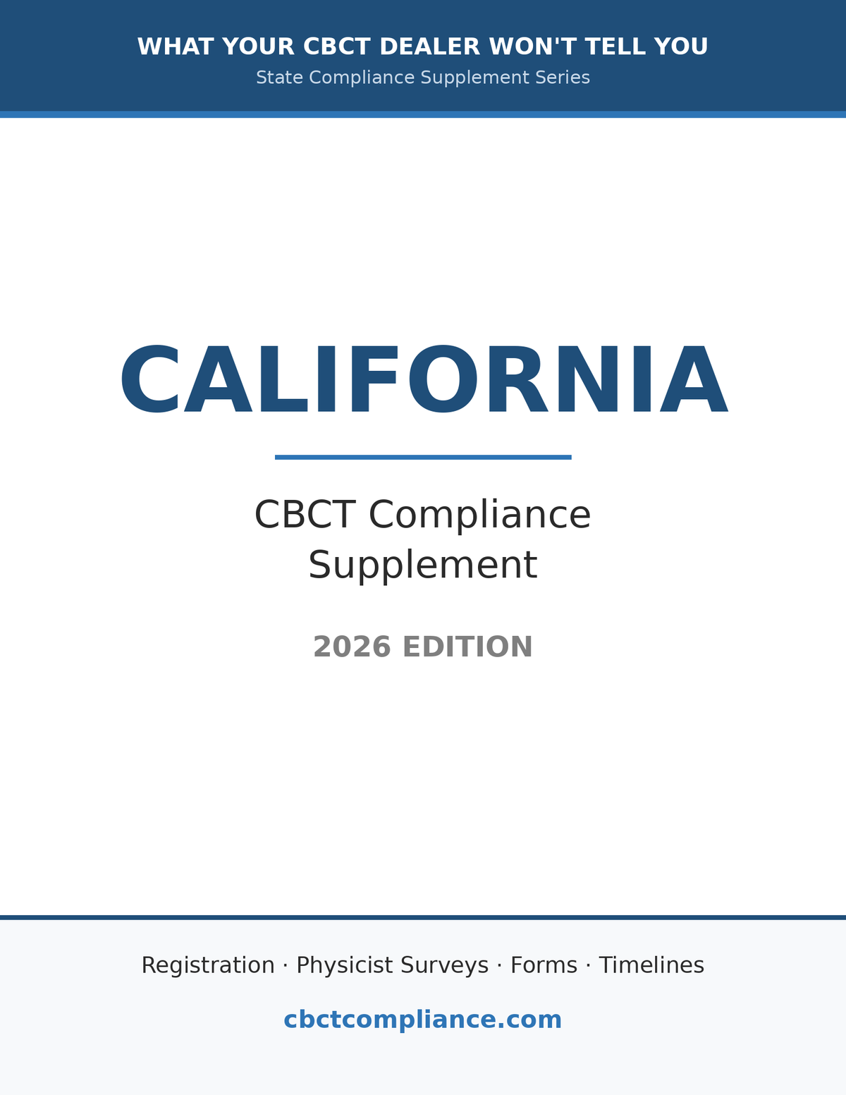 California CBCT Compliance Guide (2026 Edition)