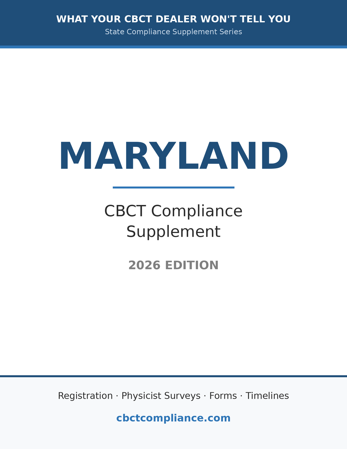 Maryland CBCT Compliance Guide (2026 Edition)